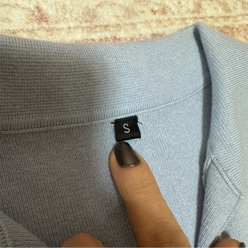 Classy Knit Light Blue Polo Tee - Picture 7 of 12